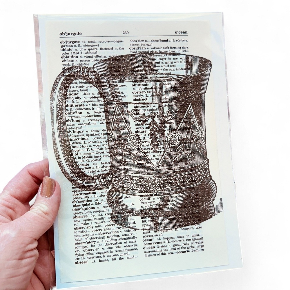 Bar Theme - Metal Beer Stein Image - Upcycled Dictionary Art Print - Mini Poster